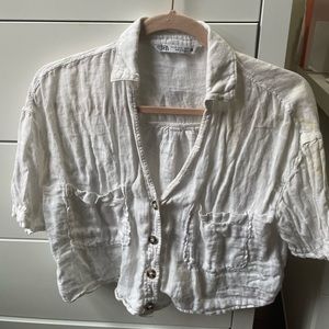 Zara cropped linen top